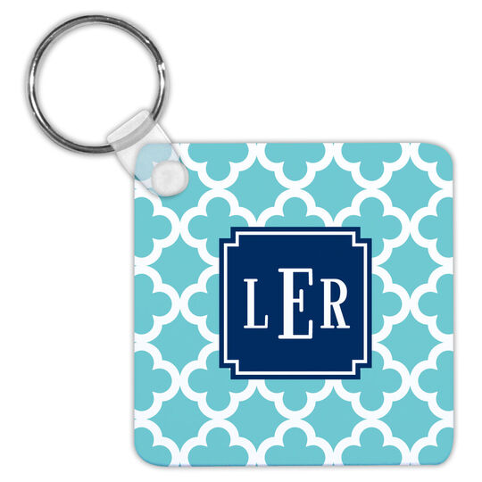 Blue Teal Bristol Tile Key Chain
